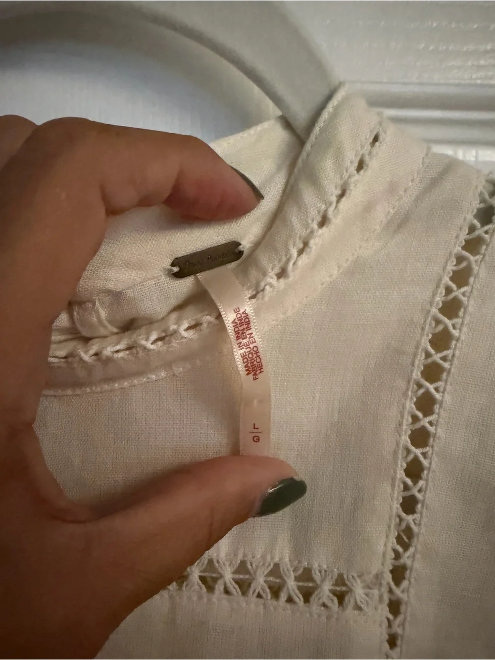 Free People Ivory Embroidered Floral Lace Tunic Top One Size